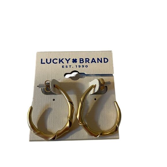 Twist Hoop Matte Gold Toned Earring. - Picture 5 of 6